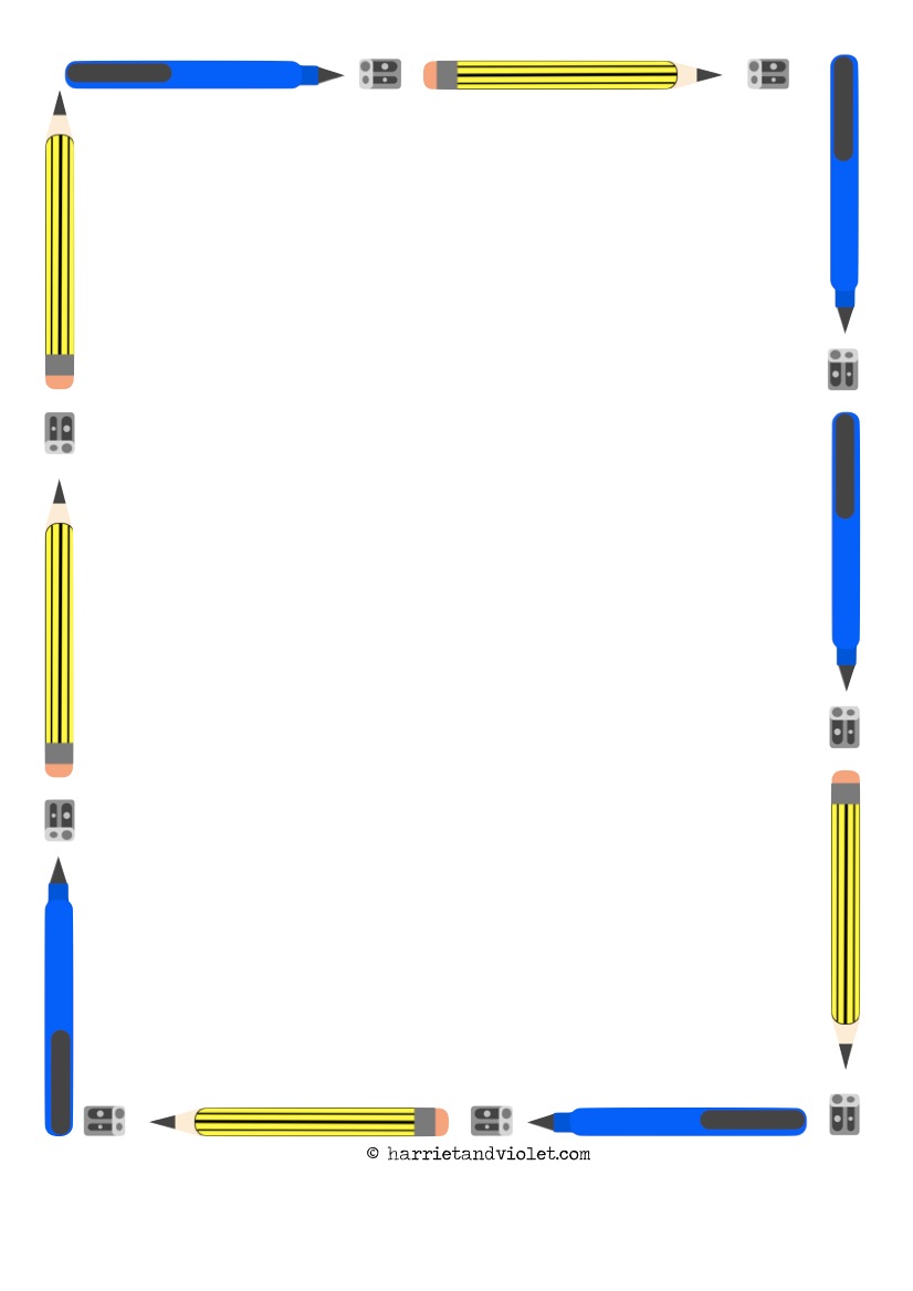 School Equipment Border A4 Portrait Paper Plain Lined Half Lined Free